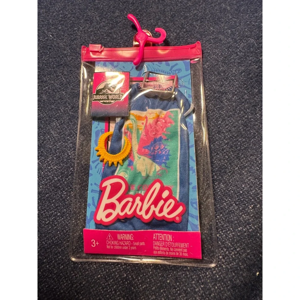 Barbie Jurassic World Fashion Pack Blue Dinosaur Dress & Necklace Mattel GRD47